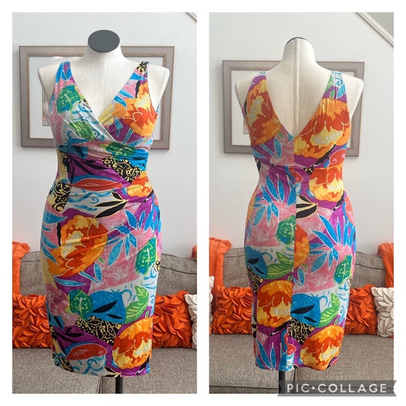 ❣️Ralph Lauren Colorful Multi Print Faux Wrap Dress❣️ - Picture 1 of 10